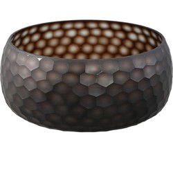 PTMD Eboney Brown Bowl Shaped Glass Vase Circle Pattern