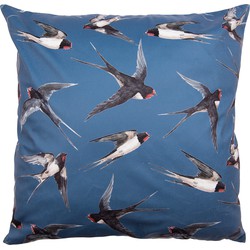 Clayre & Eef Kussenhoes  45x45 cm Blauw Wit Polyester Vogels Sierkussenhoes