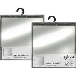 5Five Plak spiegels tegels - 12x stuks - glas - zelfklevend - 20 x 20 cm - vierkantjes - muur/deur/wand - Spiegels