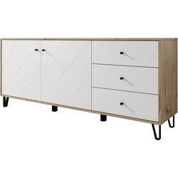 Meubella - Dressoir Barlo - Wit - Eiken - 183 cm