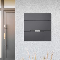 ML-Design brievenbus met krantenvak, antraciet, 37x11x36,5 cm, roestvrij staal