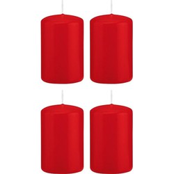 4x Kaarsen rood 5 x 8 cm 18 branduren sfeerkaarsen - Stompkaarsen