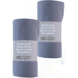 Fleece dekens/plaids - 2x - korenblauw - 170 x 130 cm - Plaids