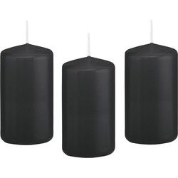 Trend Candles stompkaars - 10x - zwart - 6 x 12 cm - 40 branduren - Stompkaarsen