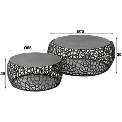 Salontafel set van 2 Nola zwart nikkel