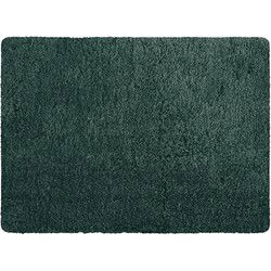 MSV Badkamerkleedje/badmat tapijt - voor de vloer - donkergroen - 50 x 70 cm - langharig - Badmatjes