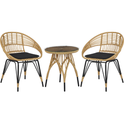PELLARO - Bistroset voor 2 - Natuurlijk - PE rotan