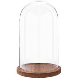 Clayre & Eef Stolp  Ø 16x28 cm Hout Glas Rond Glazen stolp