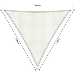 Compleet pakket: Shadow Comfort driehoek 3,6x3,6x3,6m Arctic White met RVS Bevestegingsset en buitendoek reiniger