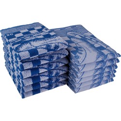 DoubleDry Luxe Keuken- & Theedoek - Set van 12 - schaatsen - blauw