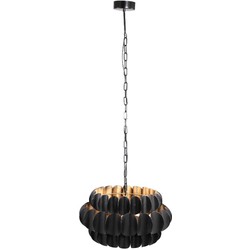 PTMD Terrin Ronde Hanglamp - H133 x Ø52 cm - Metaal - Zwart