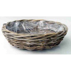 Bloempot Schaal Rotan Antique Grey D41H12 cm - Van der Leeden