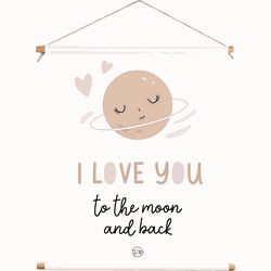 Label2X Textielposter kids love you to the moon