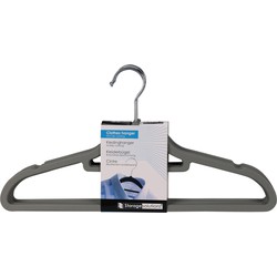 Storage Solutions Kledinghangers anti-slip - 5x - kunststof - met broekstang - grijs - Kledinghangers