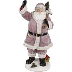 Clayre & Eef Kerstdecoratie Beeld Kerstman 43 cm Roze Kunststof