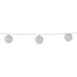 Lichtslinger/lichtsnoer met 10 decoratieve zilveren balletjes 150 cm op batterijen - Lichtsnoeren
