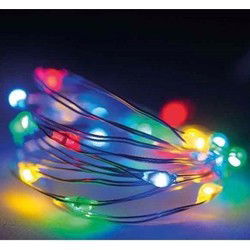 Lumineo draadverlichting - 2x - zilver - 20 led lampjes - gekleurd - 95 cm - Lichtsnoeren