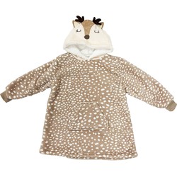 Geen merk BAMBI Oversized Hoodie voor kinderen - 45x60 cm - Hoodie & deken in één - met capuchon - Hazelnut - lichtbruin - Dutch Decor Limited Collection