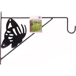 3 stuks - Muurhaak decoratief met vlinder grijs h24 x 35cm - Nature