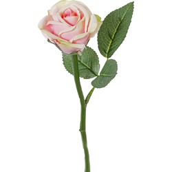 Top Art Kunstbloem roos Nina - lichtroze - 27 cm - kunststof steel - decoratie bloemen - Kunstbloemen