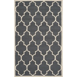 Safavieh Trellis Indoor Hand Tufted Area Rug, Cambridge Collection, CAM134, in Dark Grey & Ivory, 183 X 274 cm