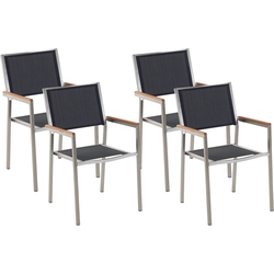 Beliani GROSSETO - Tuinstoel-Zwart-RVS