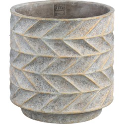 PTMD Roah Blue cement pot carved round big S