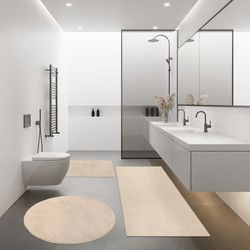 Hoogpolig Vloerkleed Kandora - Effen Uni - Beige - 80x80 cm