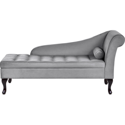 PESSAC - Chaise longue - Lichtgrijs - Rechterzijde - Fluweel