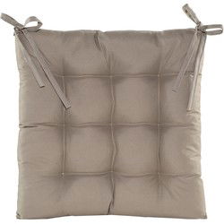 Anna's collection Stoelkussen gewatteerd - taupe - 38 x 38 cm - tuinstoelkussens