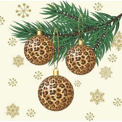 Duni Kerstservetten - 20x - kerstballen - dierenprint - 33 x 33 cm - 3 laags - Feestservetten