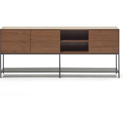 Kave Home - Vedrana 3-deurs dressoir in walnootfineer met stalen pootjes, 195 x 80 cm