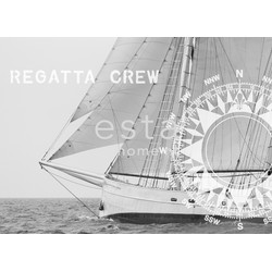 ESTAhome fotobehang zeilboot zwart en wit - 372 x 270 cm - 156430