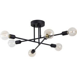Plafonnière van zwart metaal met 6 lampen L64 cm - JULIA