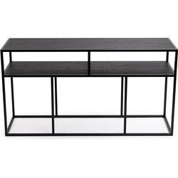 Stalux Side-table 'Teun' 150cm, kleur zwart / zwart eiken