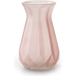 Bloemenvaas - roze/transparant glas - H15 x D10 cm - Vazen