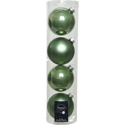 Decoris kerstballen - 4x st - salie groen - D10 cm - glas - Kerstbal