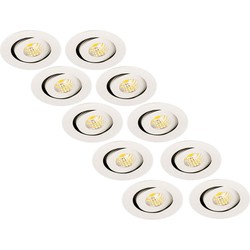 Groenovatie Inbouwspot LED 3W, Rond, Kantelbaar, Aluminium, Dimbaar, Zilver, 10-Pack