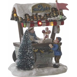 LuVille Kerstdorp Miniatuur Snoepkraampje - L10 x B8 x H10 cm