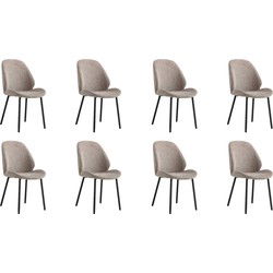 QUVIO Eetkamerstoelen Lola - Polyester - Staal - Grijs - Set van 8