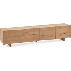 Kave Home - Rasha 4-deurs TV-meubel in eikenfineer met natuurlijke afwerking, 200 x 45 cm