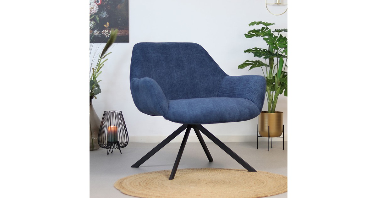 Fauteuil Emily ribstof blauw