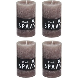 4x Rustieke kaarsen taupe 5 x 8 cm 17 branduren sfeerkaarsen - Stompkaarsen