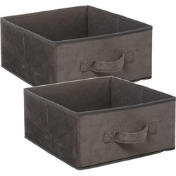 Set van 4x stuks opbergmand/kastmand 14 liter donkergrijs polyester 31 x 31 x 15 cm - Opbergmanden