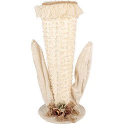 Clayre & Eef Decoratie Beeld Hoed Beige Textiel Konijn