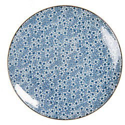 Clayre & Eef Ontbijtbord Blauw Keramiek Bloemen