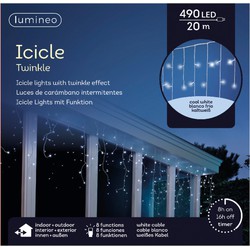 Lumineo ijspegelverlichting - 490 LED - helder wit - 20 meter - Kerstverlichting lichtgordijn