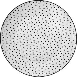 Clayre & Eef Dinerbord  Ø 26 cm Wit Zwart Porselein Rond Stippen Eetbord