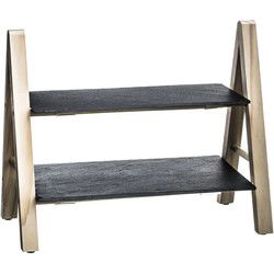 Etagere/dienblad 2 laags leisteen 32,5 x 18 x 25,5 cm - Etageres
