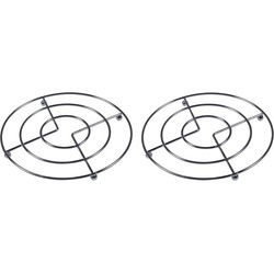 Pannen onderzetters - 2x - chroom metaal - Dia 17 cm - Panonderzetters
